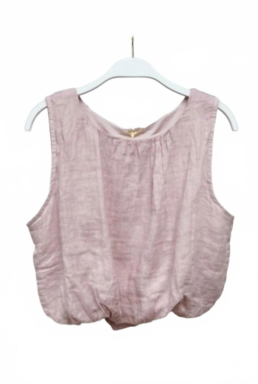 NEW MILIO MILANO women's linen bubble top in blush